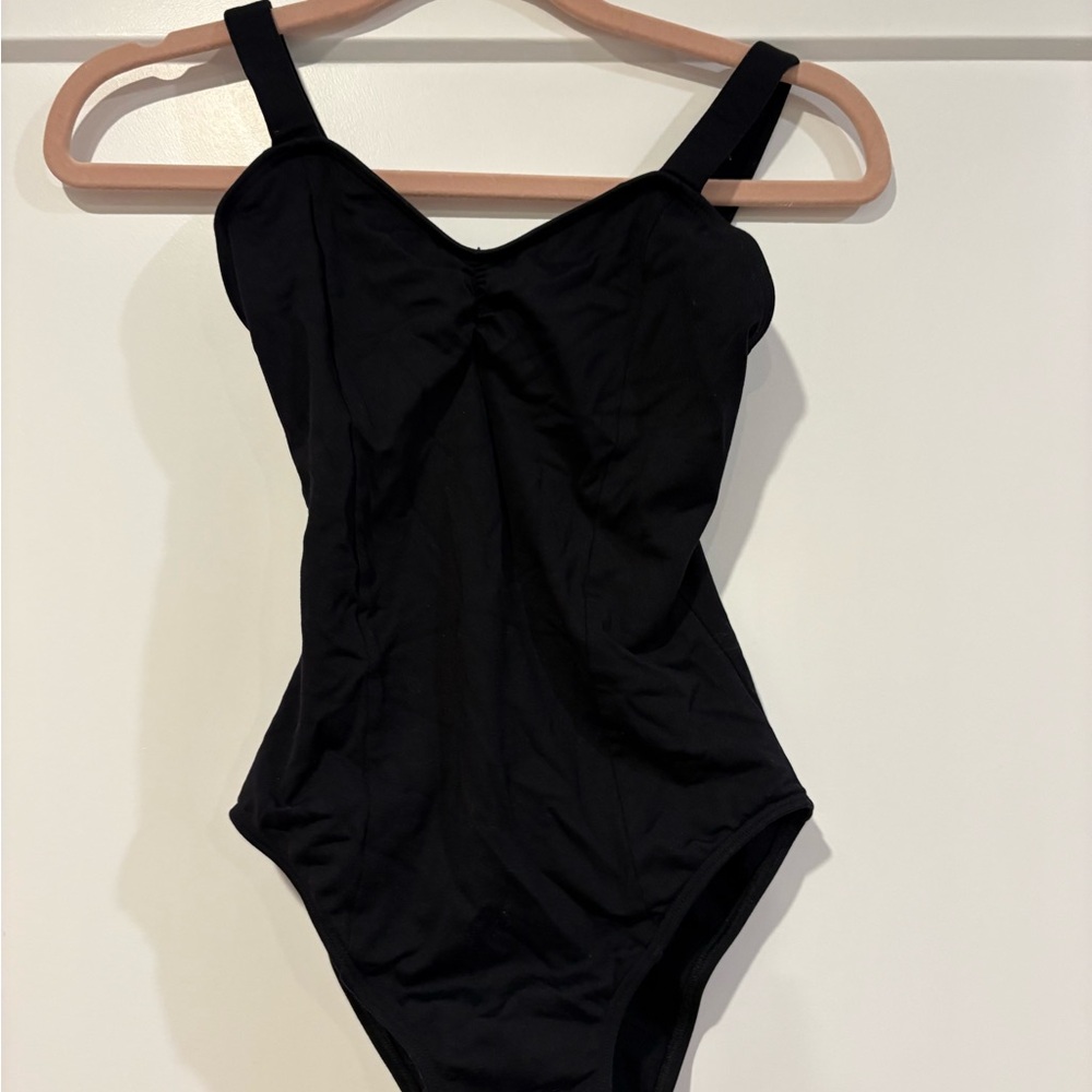 Black thick strapped entergetiks leotard